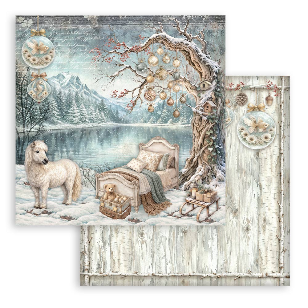Scrapbooking Printed Pad For Art And Craft 10 Sheets cm 30.5x30.5 (12"x12") - White Christmas