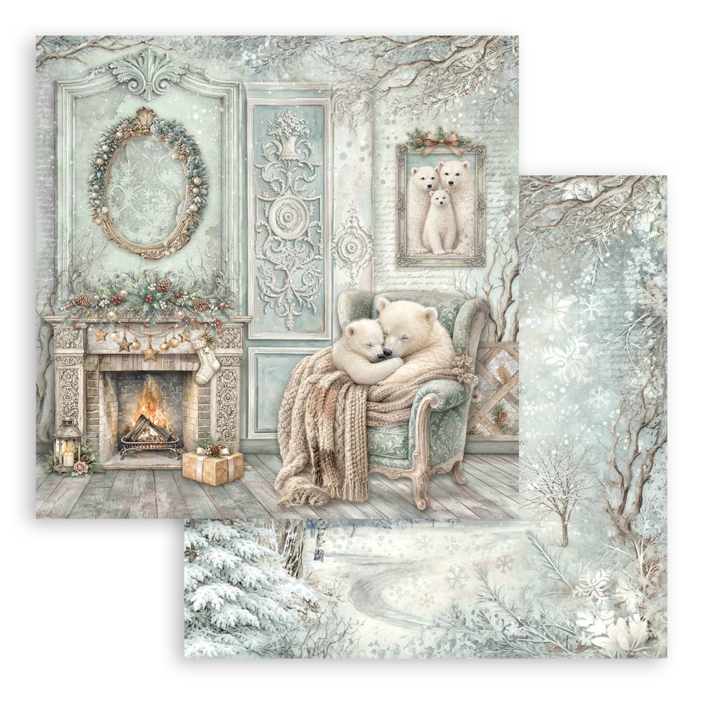 Scrapbooking Printed Pad For Art And Craft 10 Sheets cm 30.5x30.5 (12"x12") - White Christmas