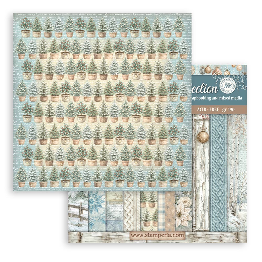 Scrapbooking Printed Pad For Art And Craft 10 Sheets cm 30.5x30.5 (12"x12") Backgrounds - White Christmas