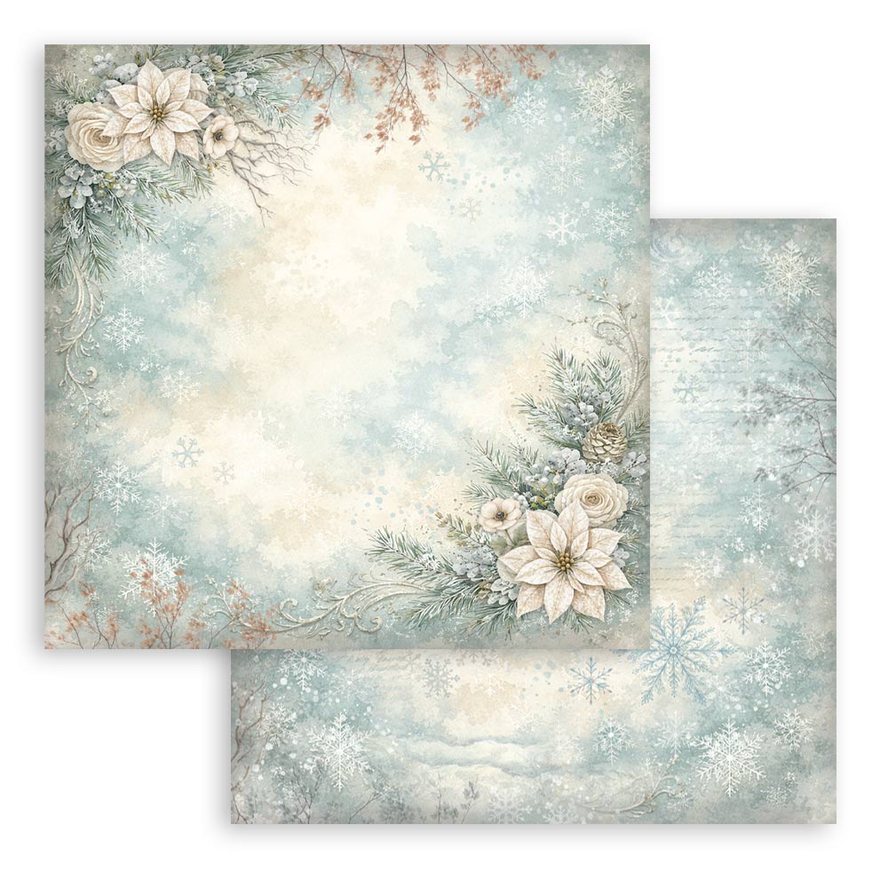 Scrapbooking Printed Pad For Art And Craft 10 Sheets cm 30.5x30.5 (12"x12") Backgrounds - White Christmas