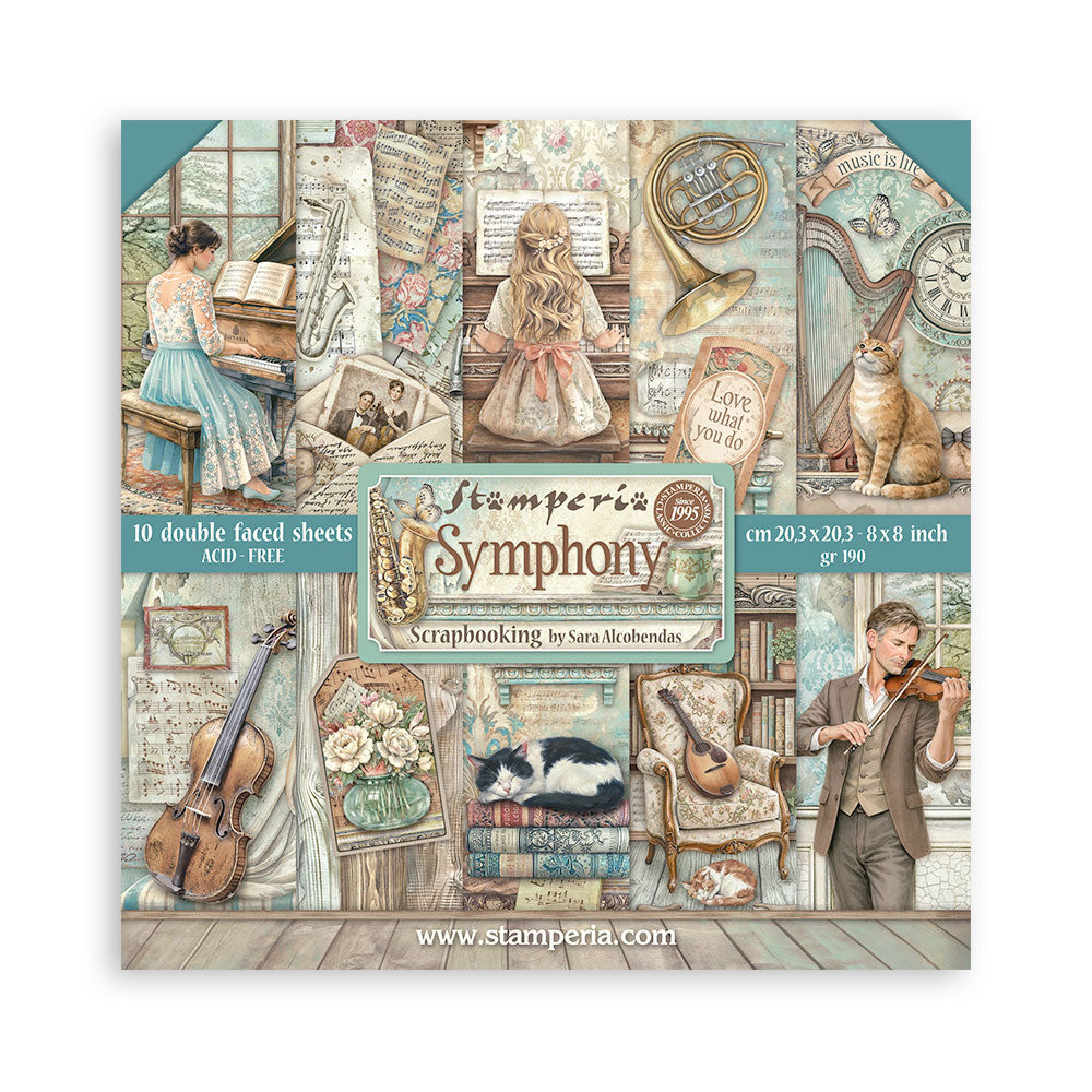 Scrapbooking Printed Pad For Art And Craft 10 Sheets cm 20.3x20.3 (8"x8") - Symphony