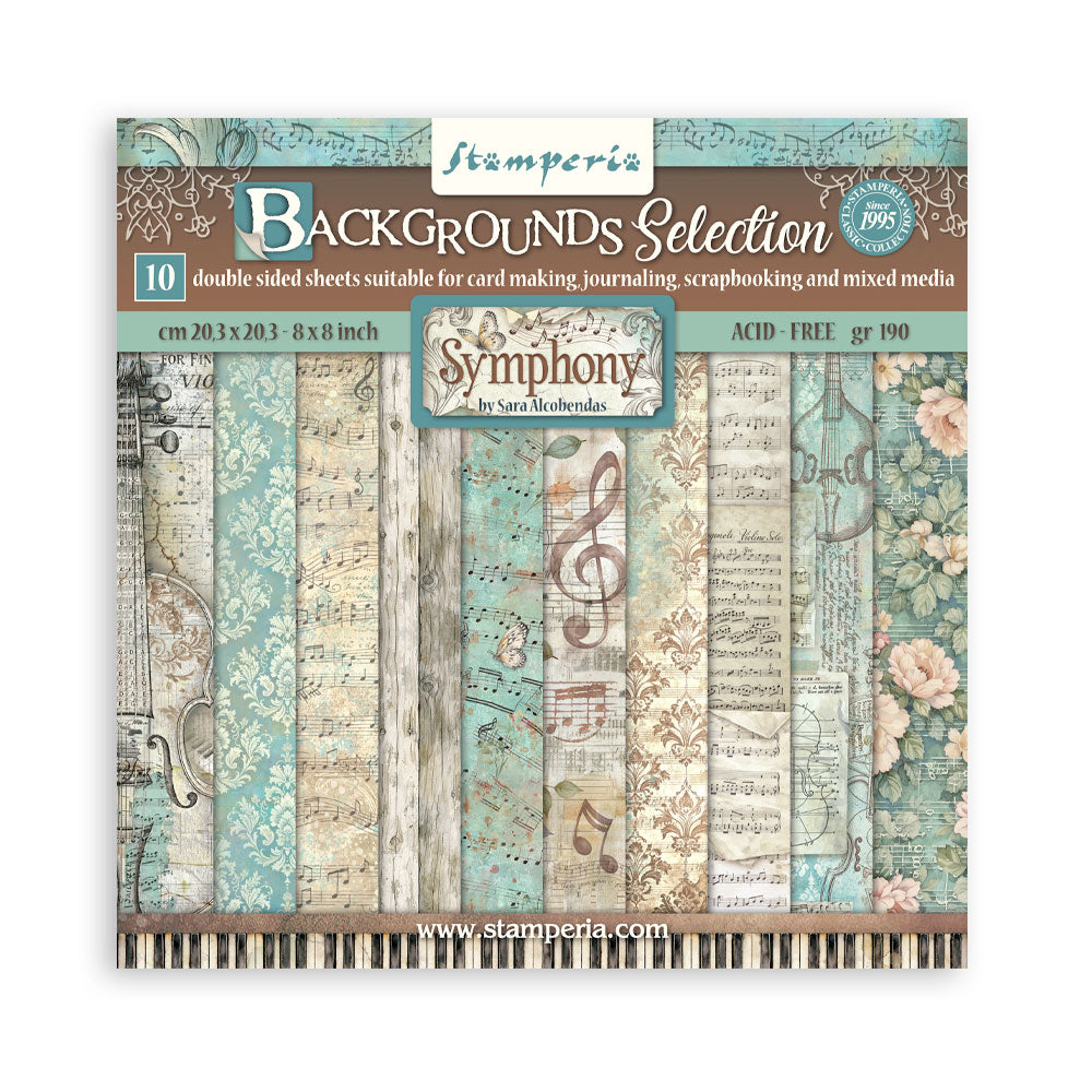 Scrapbooking Printed Pad For Art And Craft 10 Sheets cm 20.3x20.3 (8"x8") Backgrounds Symphony