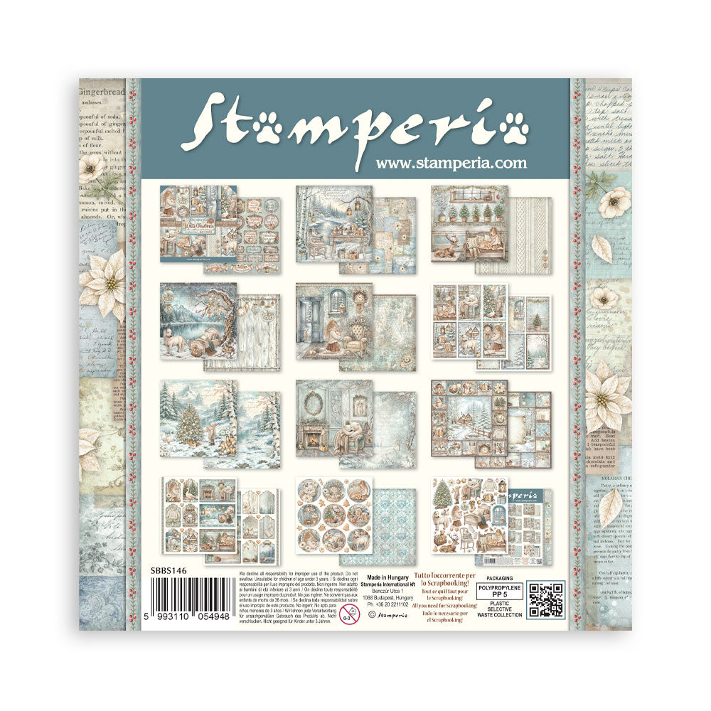 Scrapbooking Printed Pad For Art And Craft 10 Sheets cm 20.3x20.3 (8"x8") - White Christmas