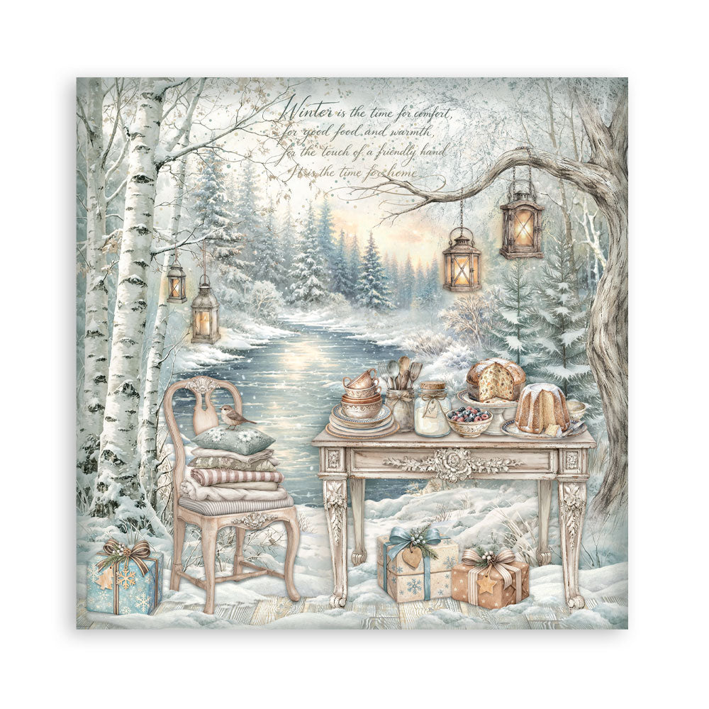 Scrapbooking Printed Pad For Art And Craft 10 Sheets cm 20.3x20.3 (8"x8") - White Christmas
