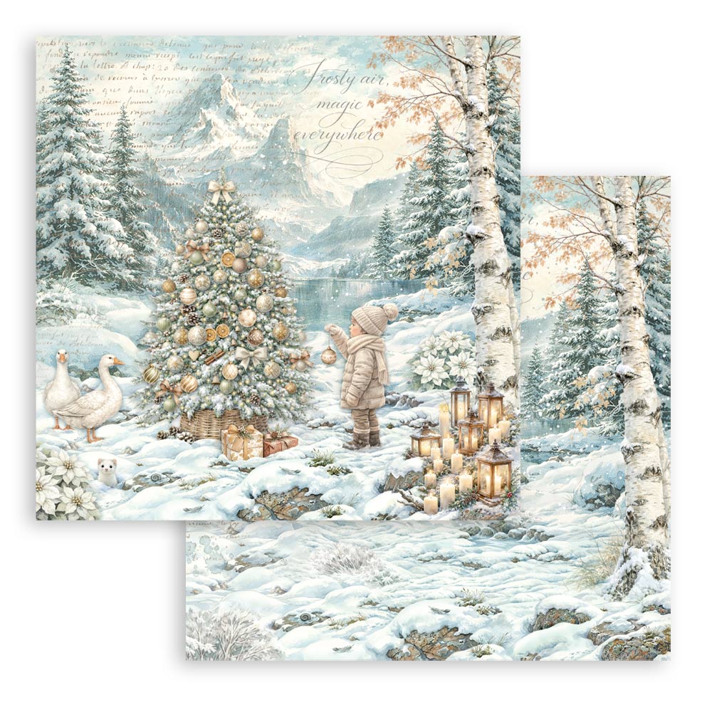 Scrapbooking Printed Pad For Art And Craft 10 Sheets cm 20.3x20.3 (8"x8") - White Christmas