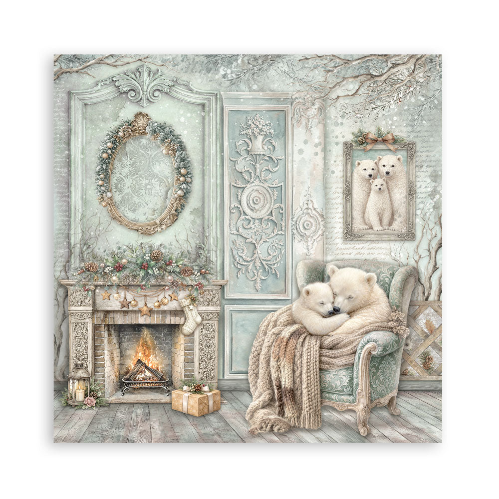 Scrapbooking Printed Pad For Art And Craft 10 Sheets cm 20.3x20.3 (8"x8") - White Christmas