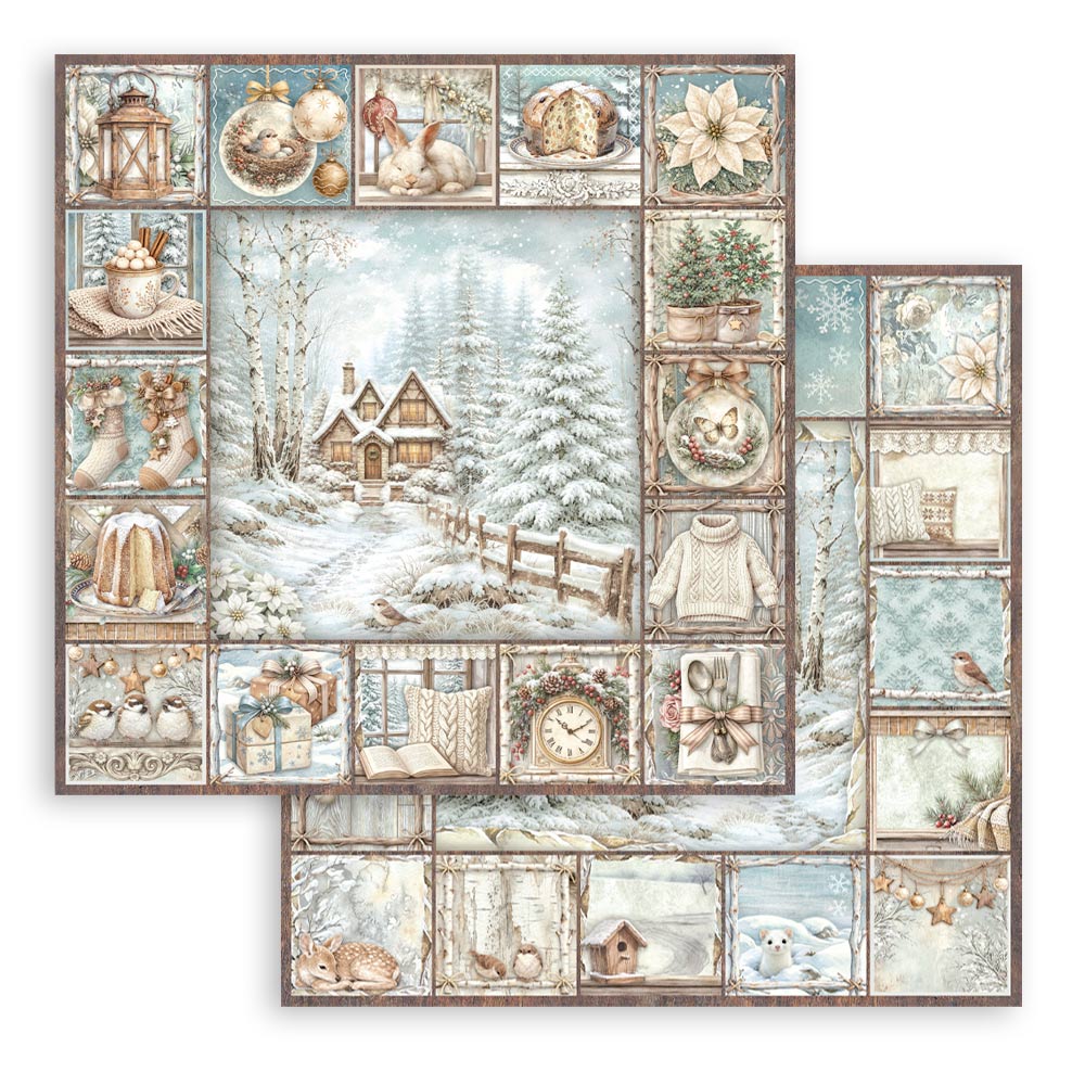 Scrapbooking Printed Pad For Art And Craft 10 Sheets cm 20.3x20.3 (8"x8") - White Christmas