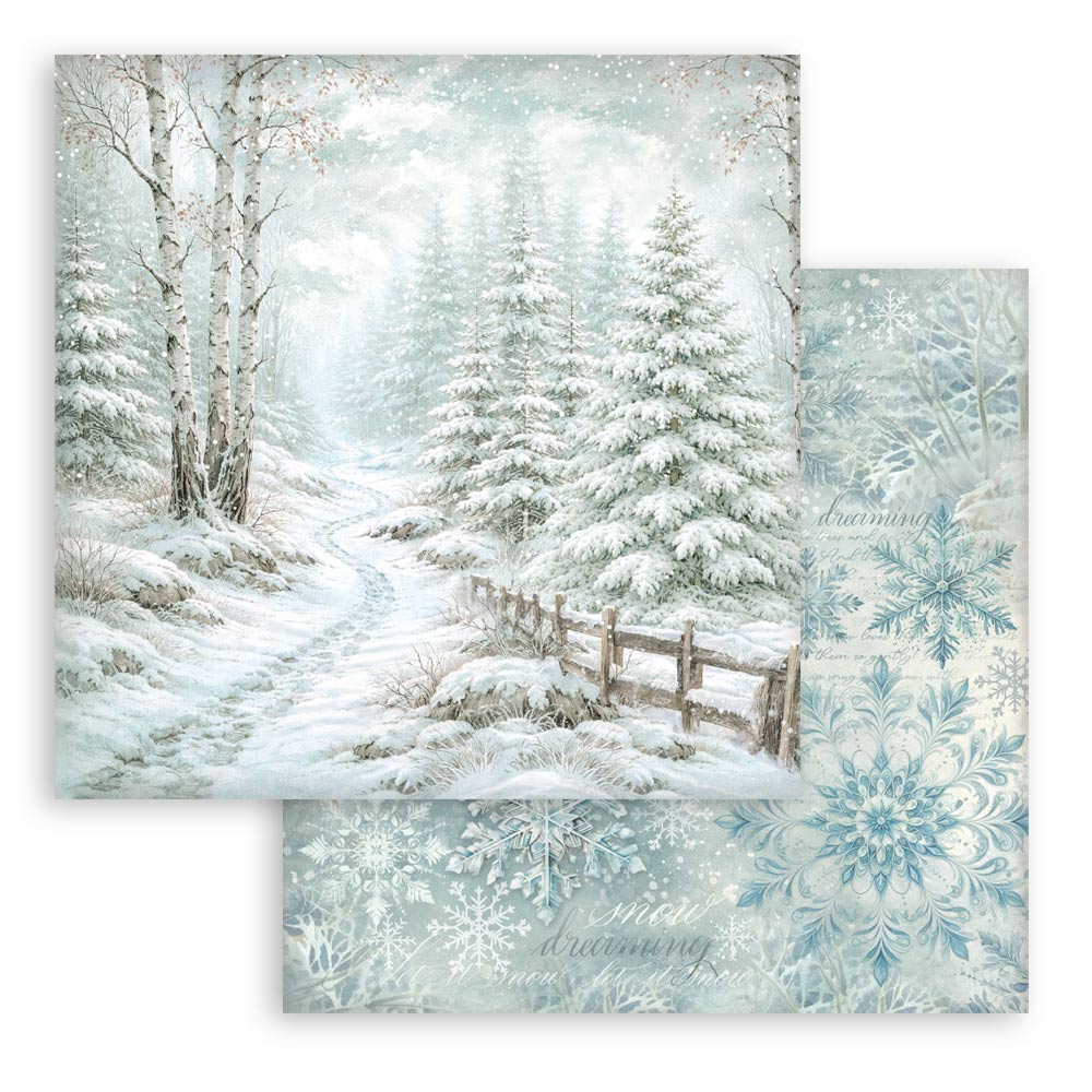 Scrapbooking Printed Pad For Art And Craft 10 Sheets cm 20.3x20.3 (8"x8") Backgrounds - White Christmas