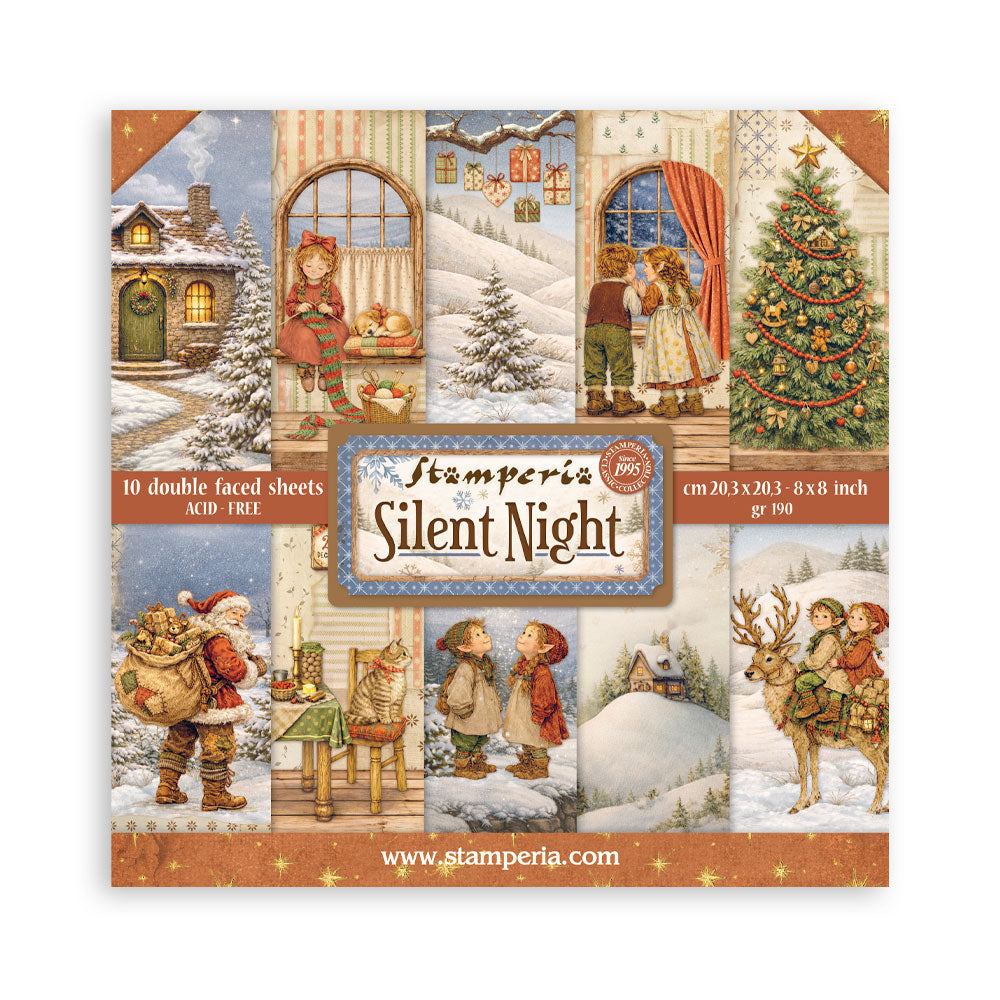 Scrapbooking Printed Pad For Art And Craft 10 Sheets cm 20.3x20.3 (8"x8") - Silent Night