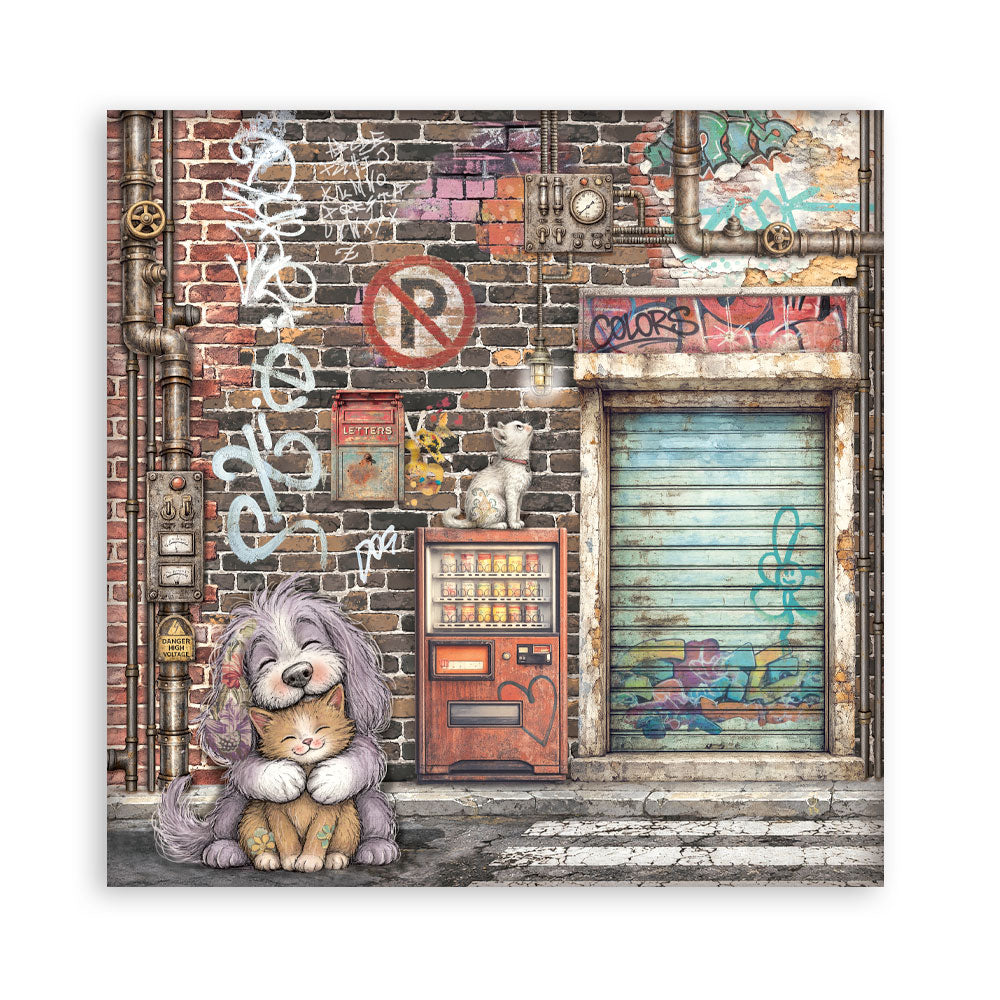 8”x8” (20.3x20.3 cm) Paper Pad 10 Double Sided Printed Sheets - Furry Friends 2