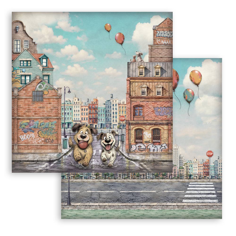 8”x8” (20.3x20.3 cm) Paper Pad 10 Double Sided Printed Sheets - Furry Friends 2