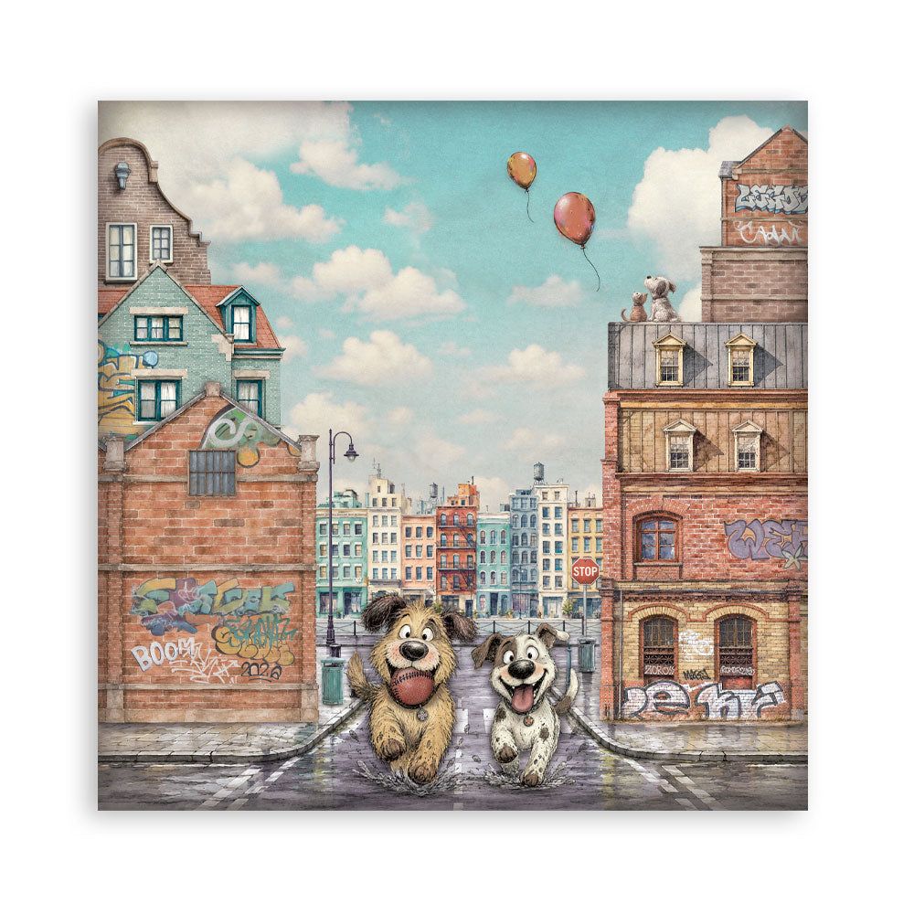 8”x8” (20.3x20.3 cm) Paper Pad 10 Double Sided Printed Sheets - Furry Friends 2