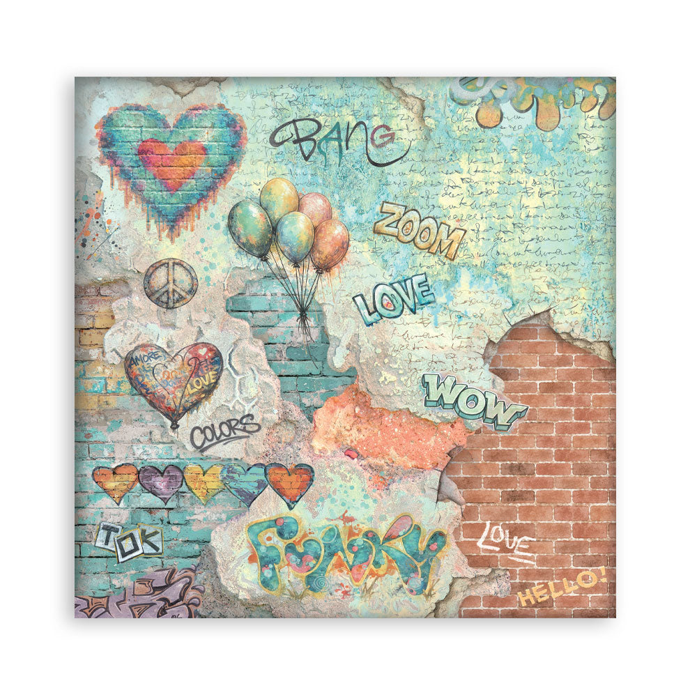 8”x8” (20.3x20.3 cm) Paper Pad 10 Double Sided Printed Sheets - Furry Friends 2