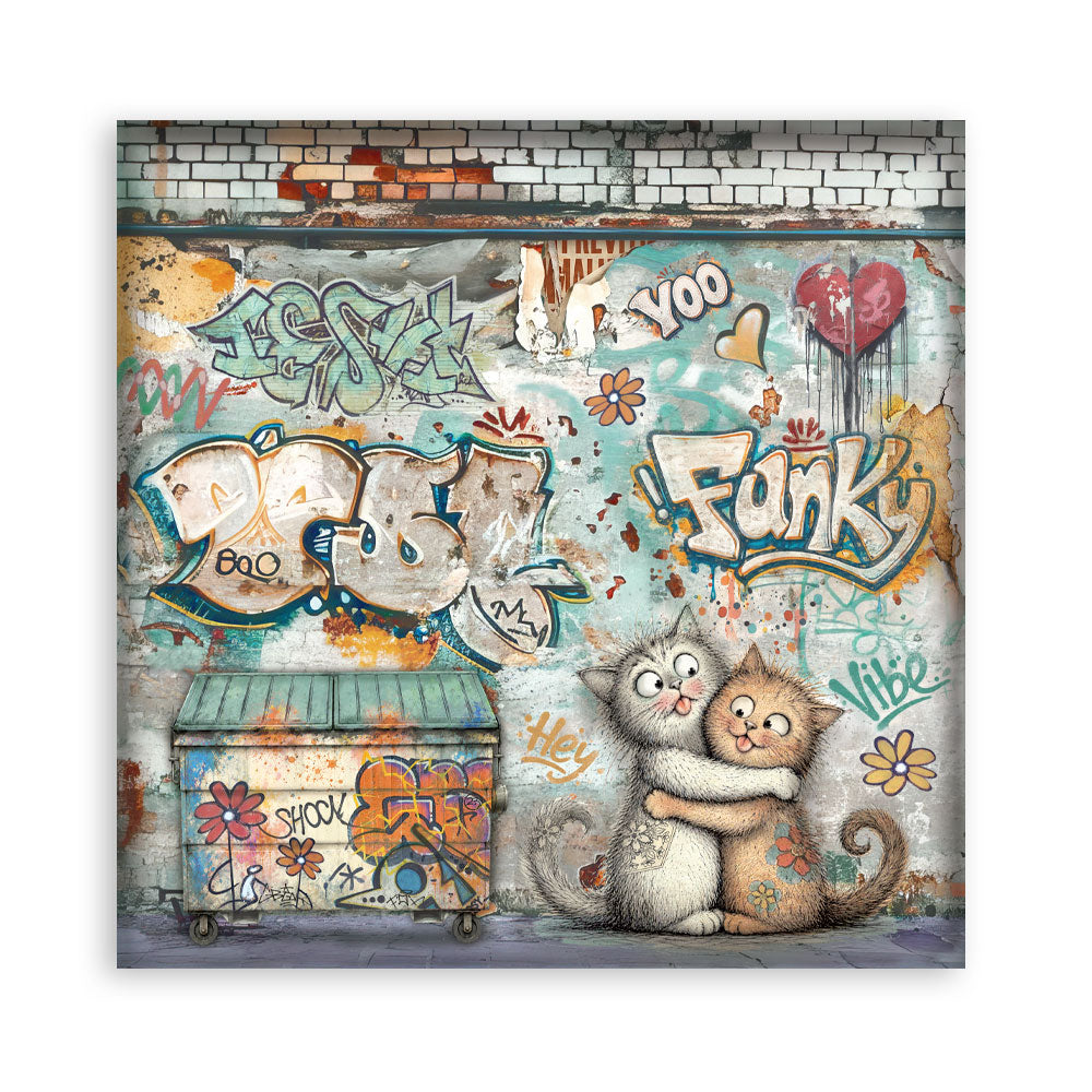 8”x8” (20.3x20.3 cm) Paper Pad 10 Double Sided Printed Sheets - Furry Friends 2