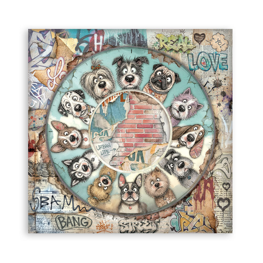 8”x8” (20.3x20.3 cm) Paper Pad 10 Double Sided Printed Sheets - Furry Friends 2