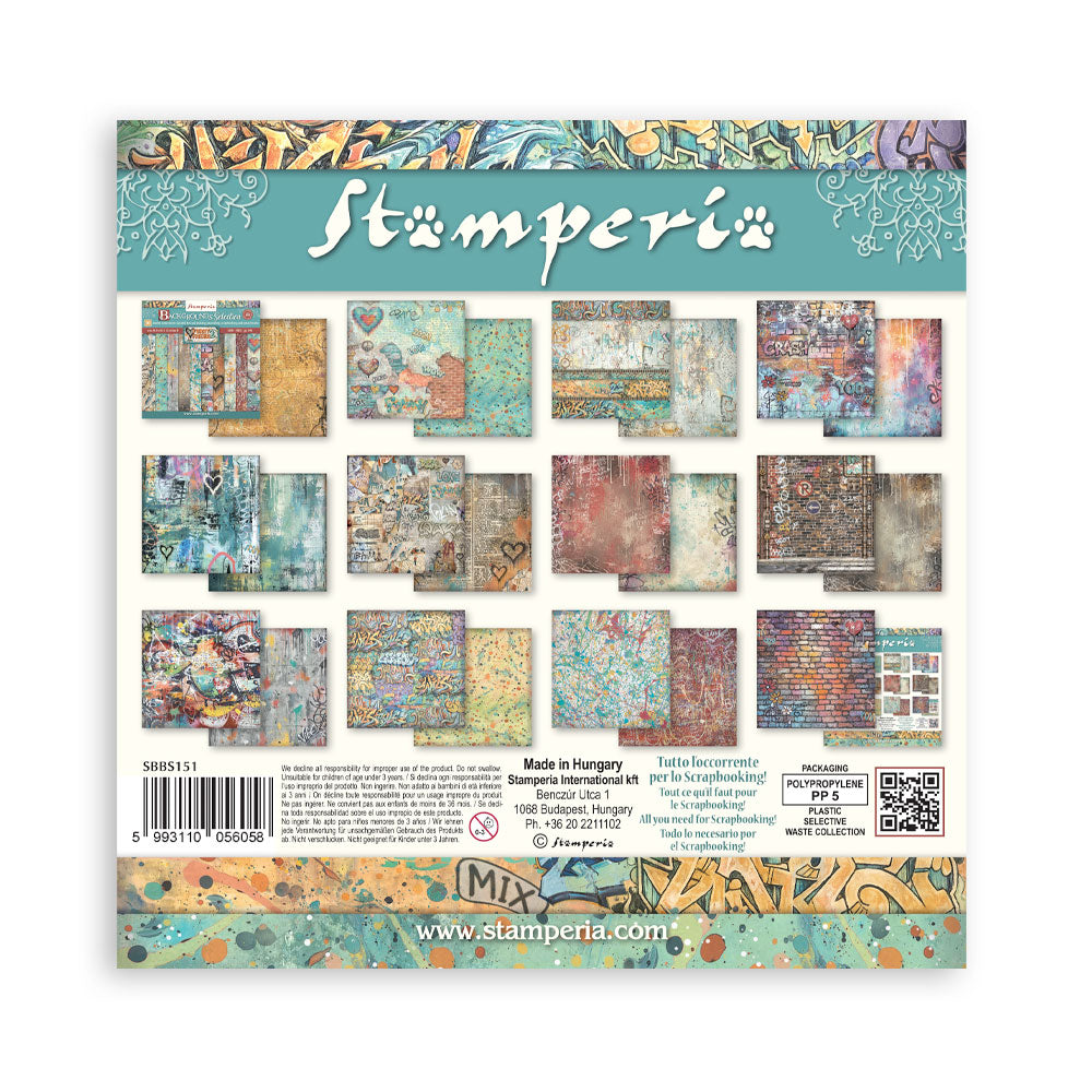 8”x8” (20.3x20.3 cm) Paper Pad 10 Double Sided Printed Backgrounds Sheets - Furry Friends 2