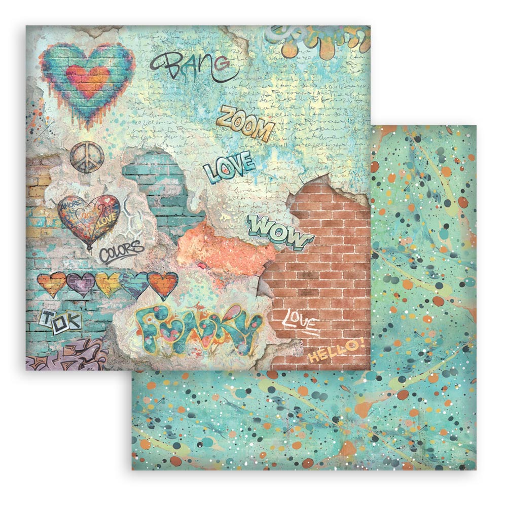 8”x8” (20.3x20.3 cm) Paper Pad 10 Double Sided Printed Backgrounds Sheets - Furry Friends 2