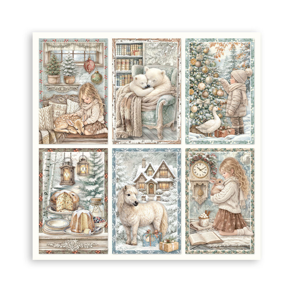 Scrapbooking Printed Pad For Art And Craft 22 Sheets cm 20.3x20.3 (8"x8") Single Face White Christmas