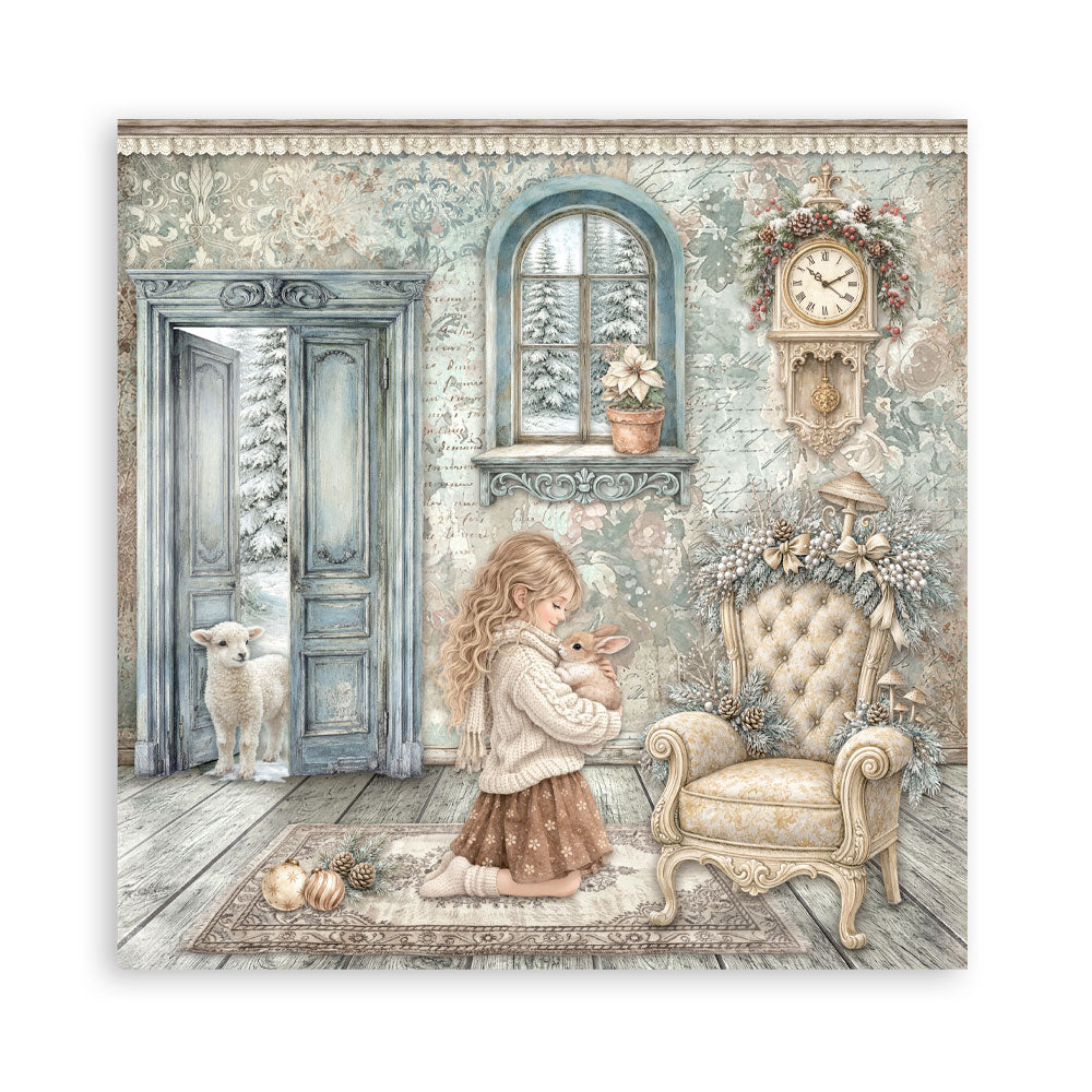 Scrapbooking Printed Pad For Art And Craft 22 Sheets cm 20.3x20.3 (8"x8") Single Face White Christmas