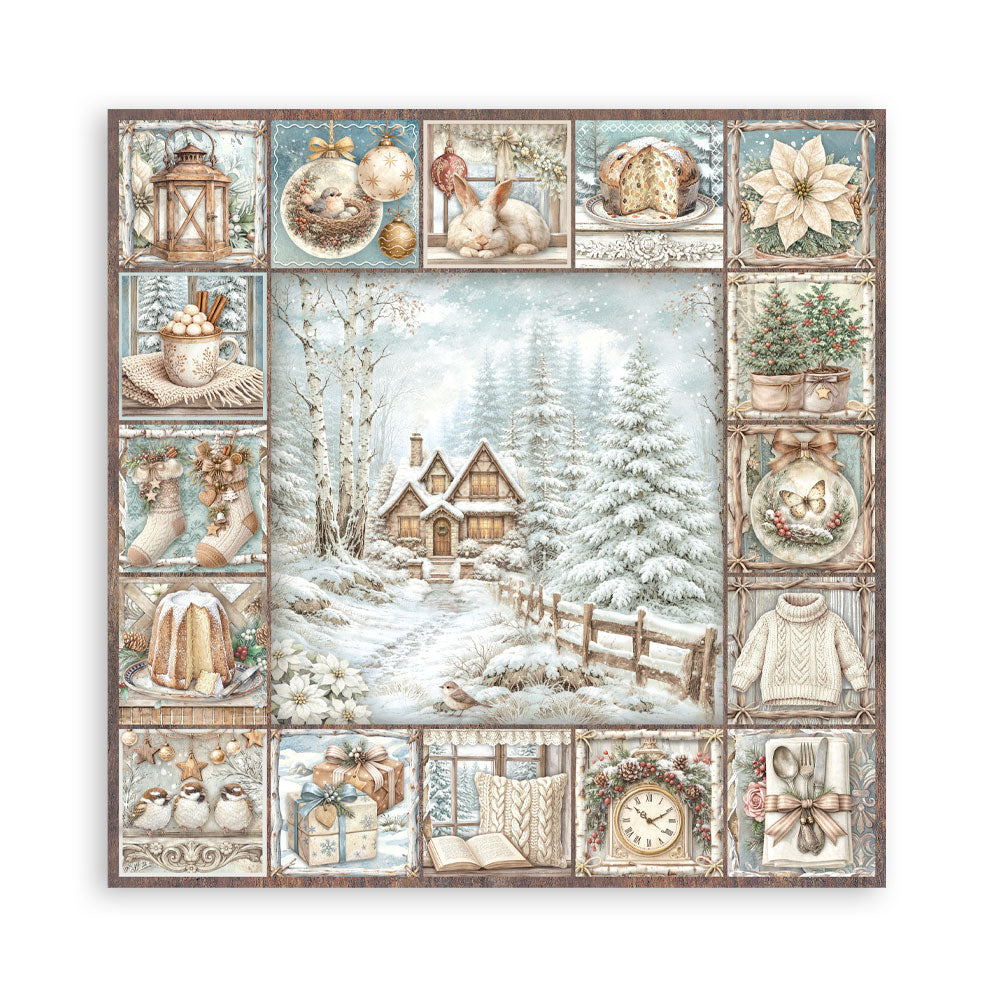 Scrapbooking Printed Pad For Art And Craft 22 Sheets cm 20.3x20.3 (8"x8") Single Face White Christmas