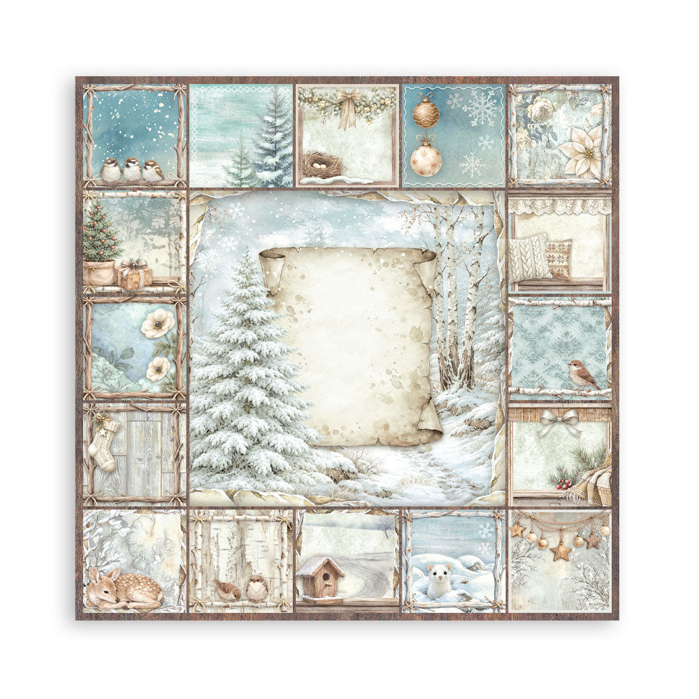 Scrapbooking Printed Pad For Art And Craft 22 Sheets cm 20.3x20.3 (8"x8") Single Face White Christmas