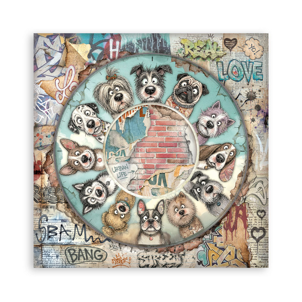8”x8” (20.3x20.3 cm) Paper Pad 22 Single Sided Printed Paper Sheets - Furry Friends 2