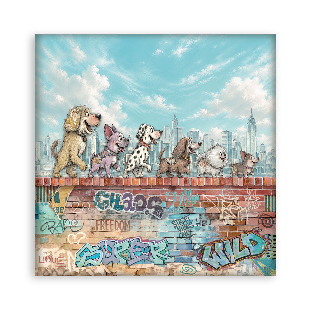 8”x8” (20.3x20.3 cm) Paper Pad 22 Single Sided Printed Paper Sheets - Furry Friends 2