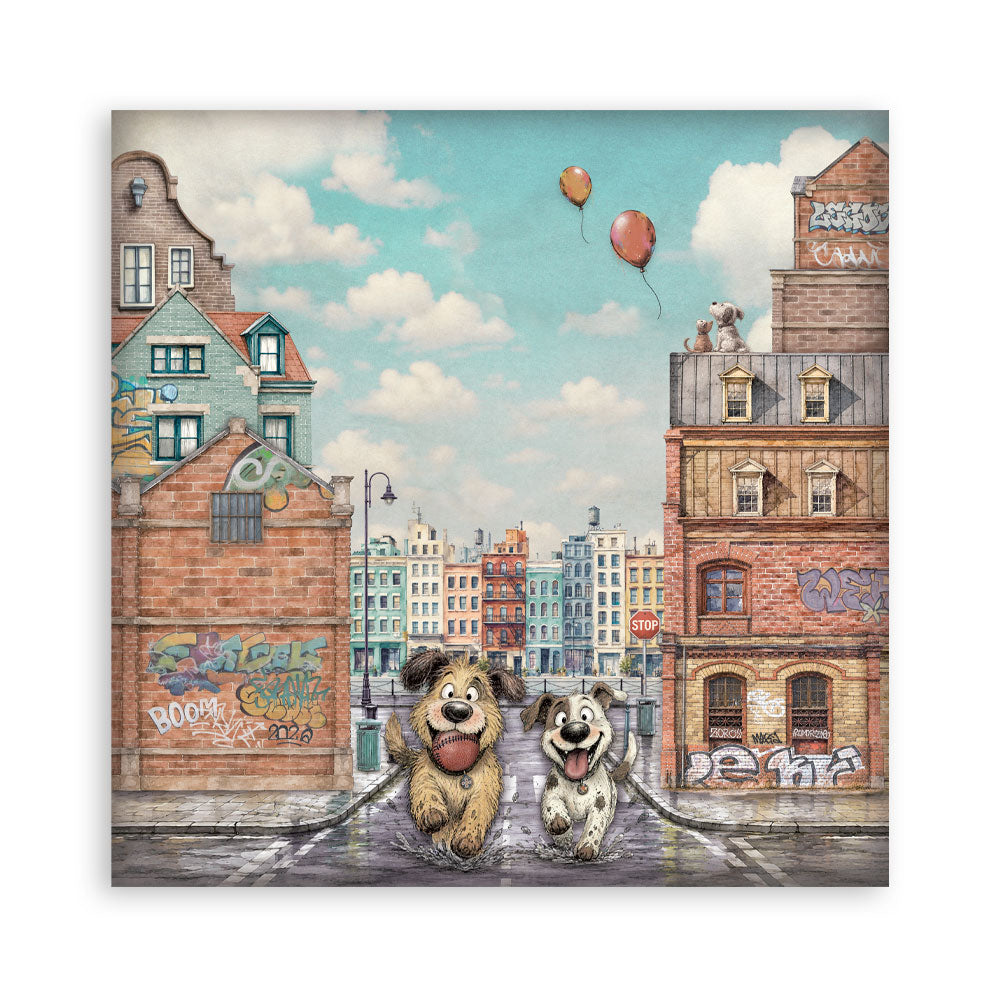 8”x8” (20.3x20.3 cm) Paper Pad 22 Single Sided Printed Paper Sheets - Furry Friends 2