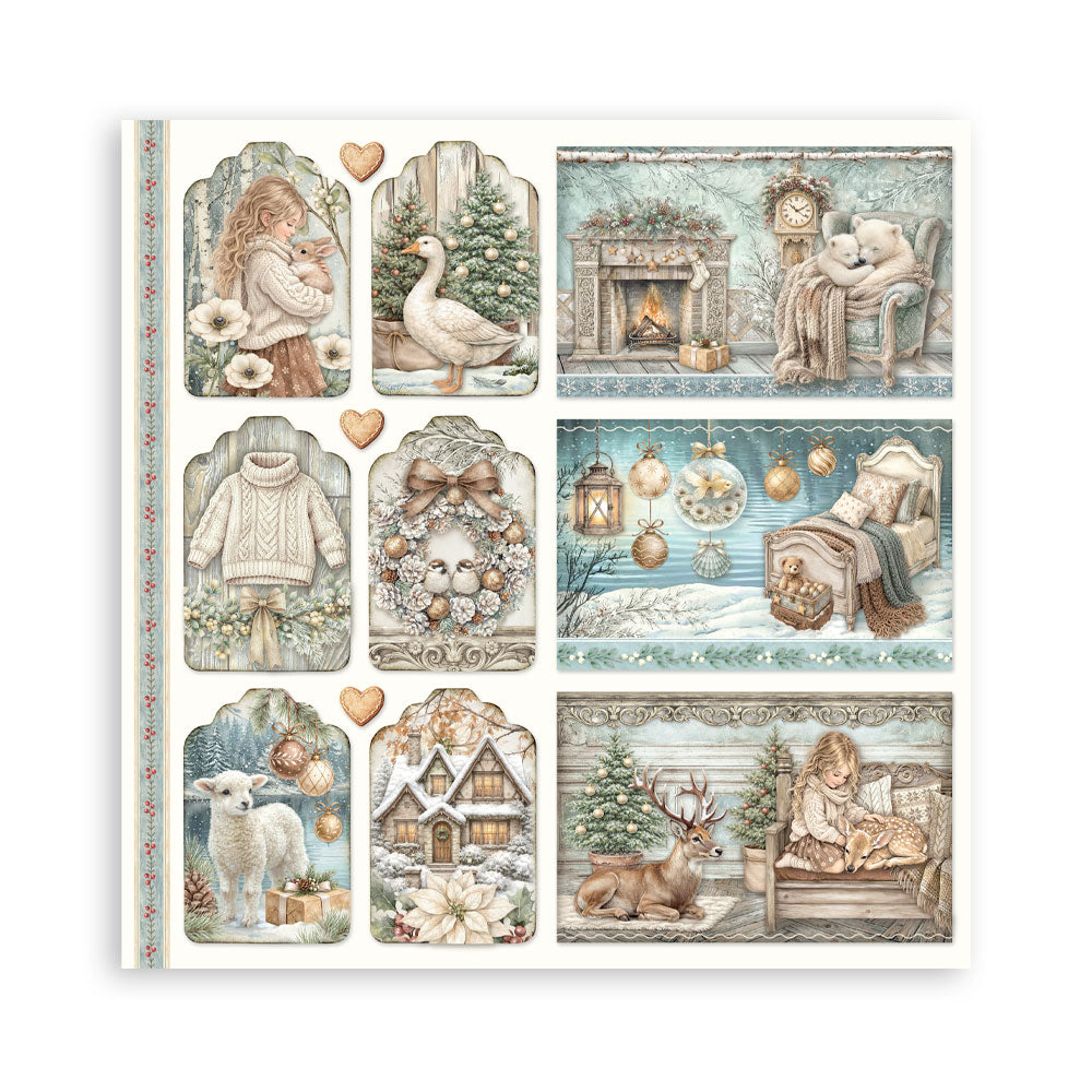 Scrapbooking Printed Pad For Art And Craft 22 Sheets cm 30.5x30.5 (12"x12") Single Face - White Christmas