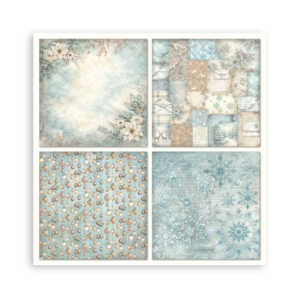 Scrapbooking Printed Pad For Art And Craft 22 Sheets cm 30.5x30.5 (12"x12") Single Face - White Christmas