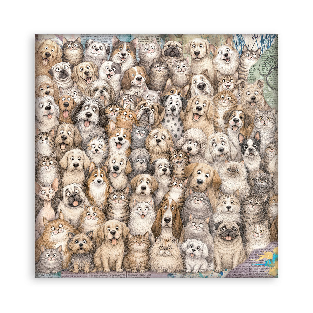 12”x12” (30.5x30.5 cm) Paper Pad 22 Single Sided Printed Paper Sheets - Furry Friends 2