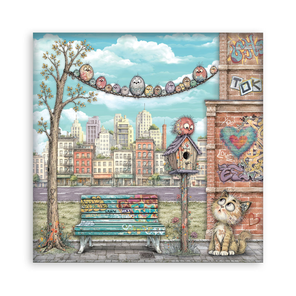 12”x12” (30.5x30.5 cm) Paper Pad 22 Single Sided Printed Paper Sheets - Furry Friends 2