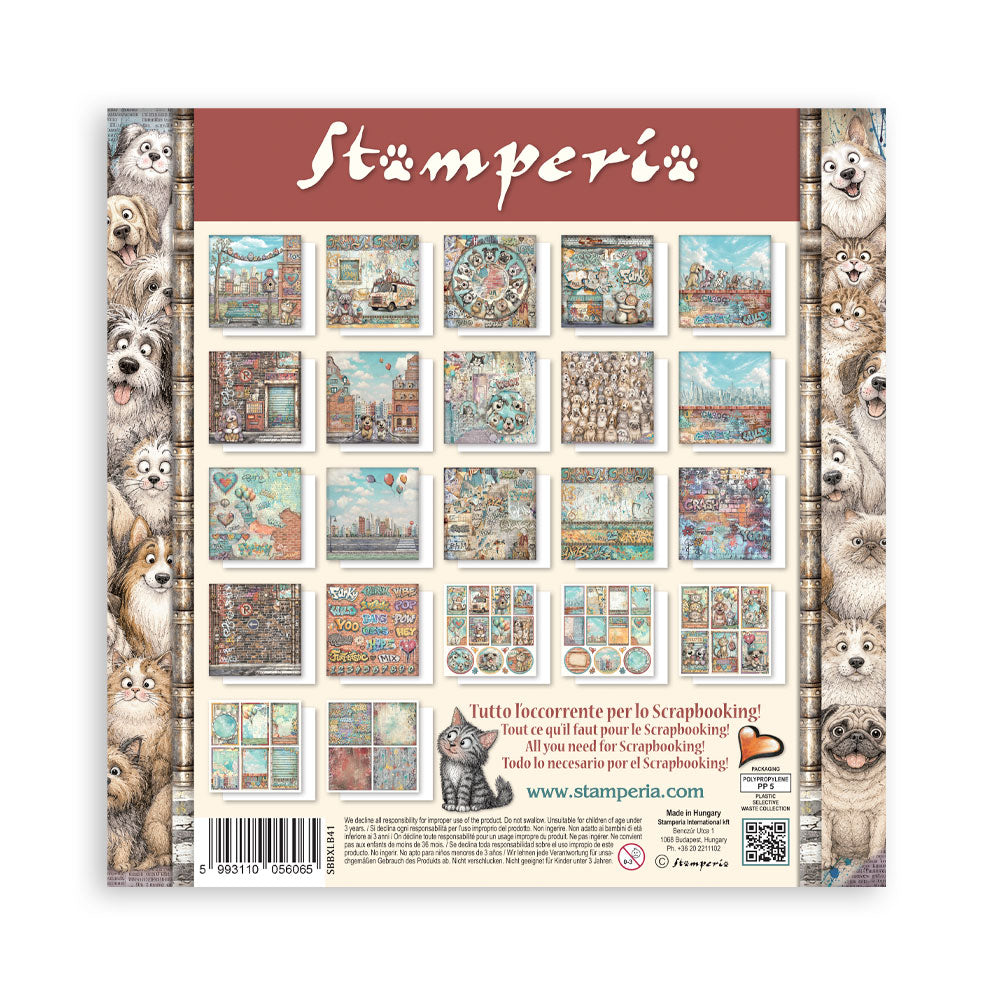 12”x12” (30.5x30.5 cm) Paper Pad 22 Single Sided Printed Paper Sheets - Furry Friends 2