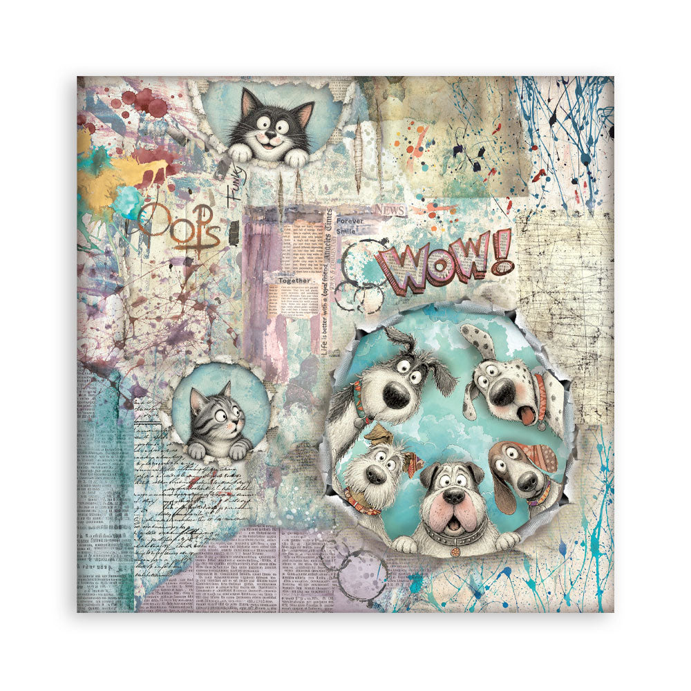 12”x12” (30.5x30.5 cm) Paper Pad 22 Single Sided Printed Paper Sheets - Furry Friends 2