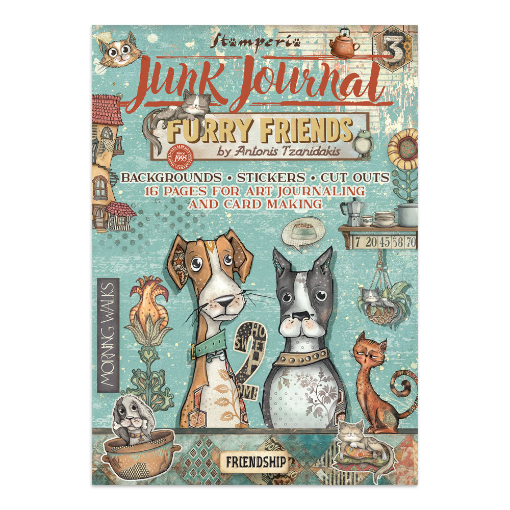 Printed Art Junk Journal: Stickers, Cut-Outs, Backgrounds For Art And Craft - Furry Friends