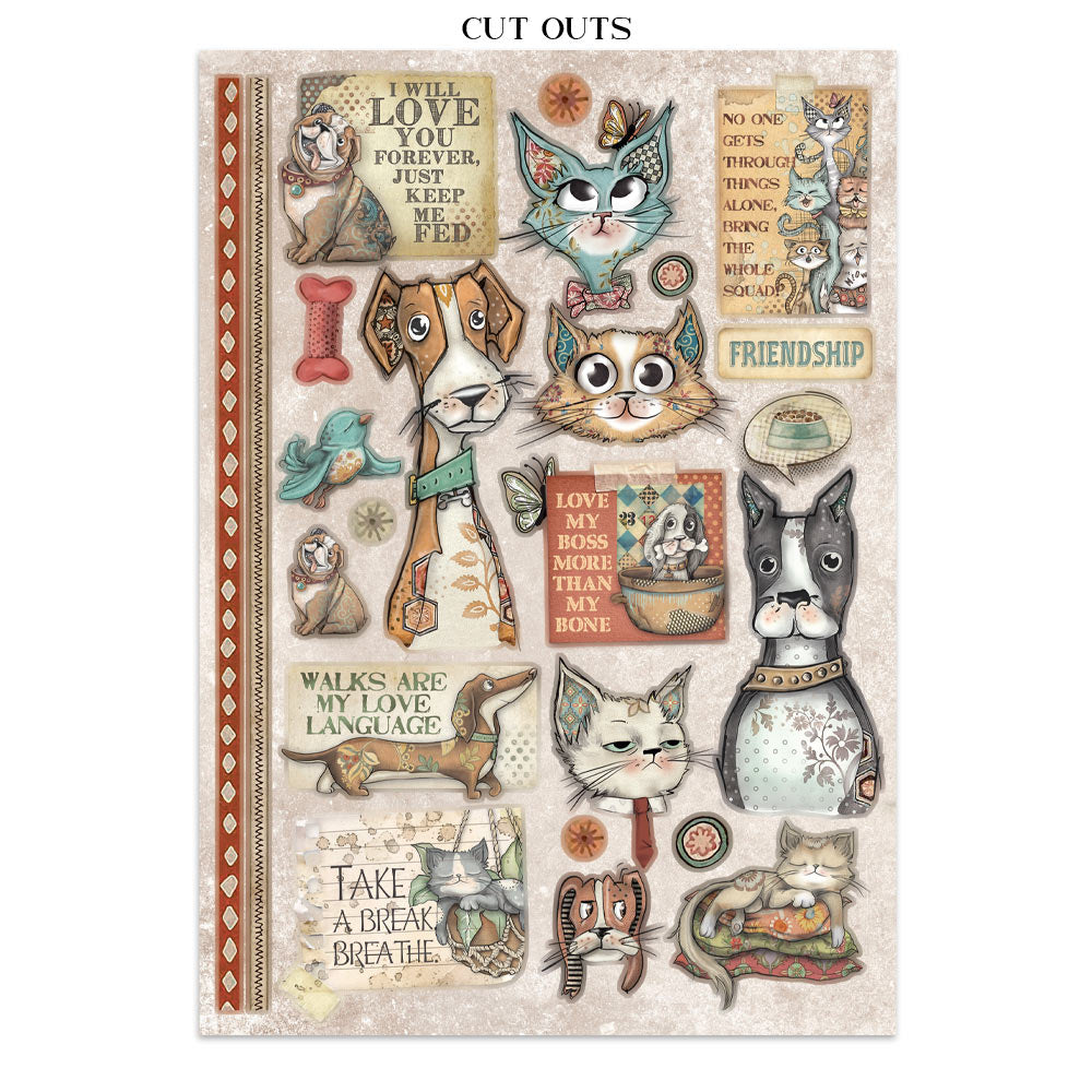 Printed Art Junk Journal: Stickers, Cut-Outs, Backgrounds For Art And Craft - Furry Friends