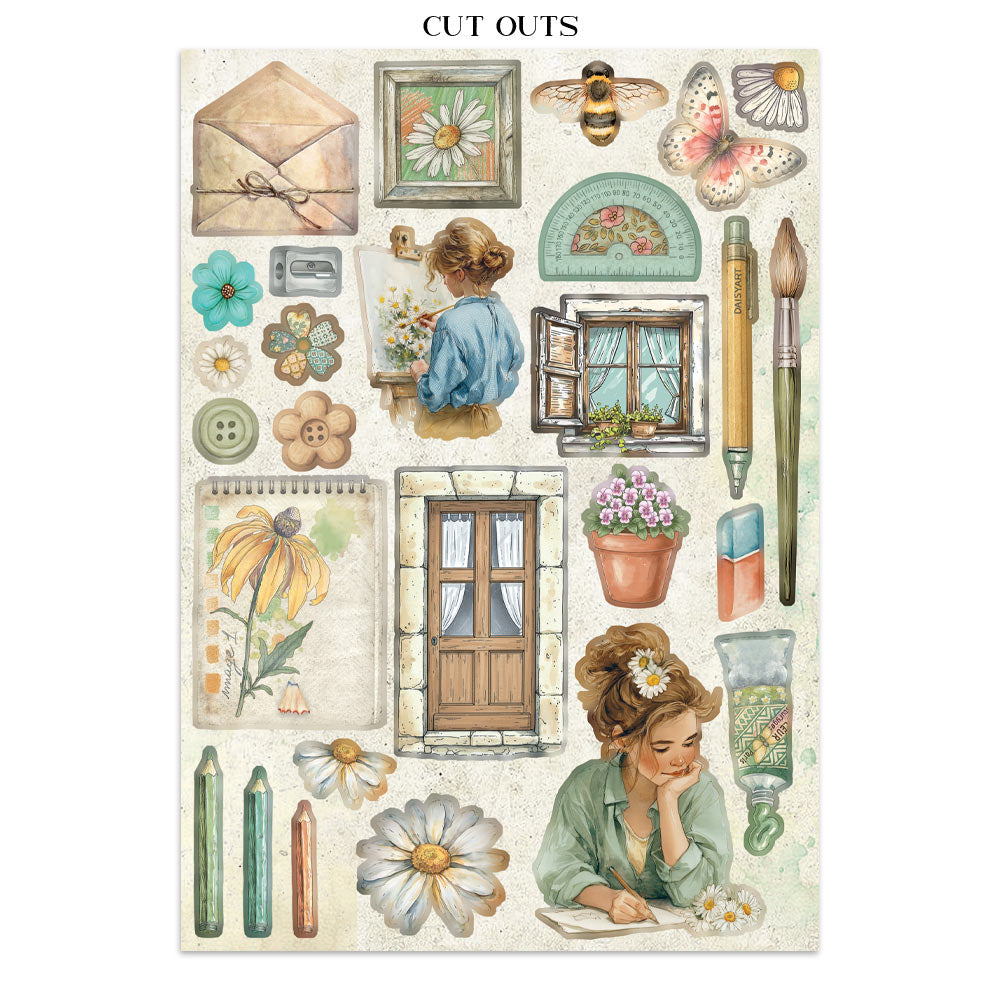 Printed Art Junk Journal: Stickers, Cut-Outs, Backgrounds For Art And Craft - Daisy Art