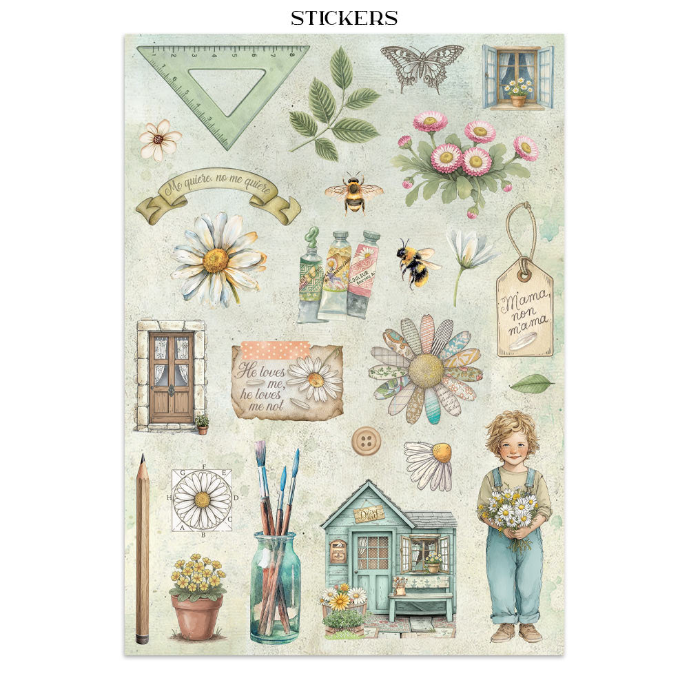 Printed Art Junk Journal: Stickers, Cut-Outs, Backgrounds For Art And Craft - Daisy Art