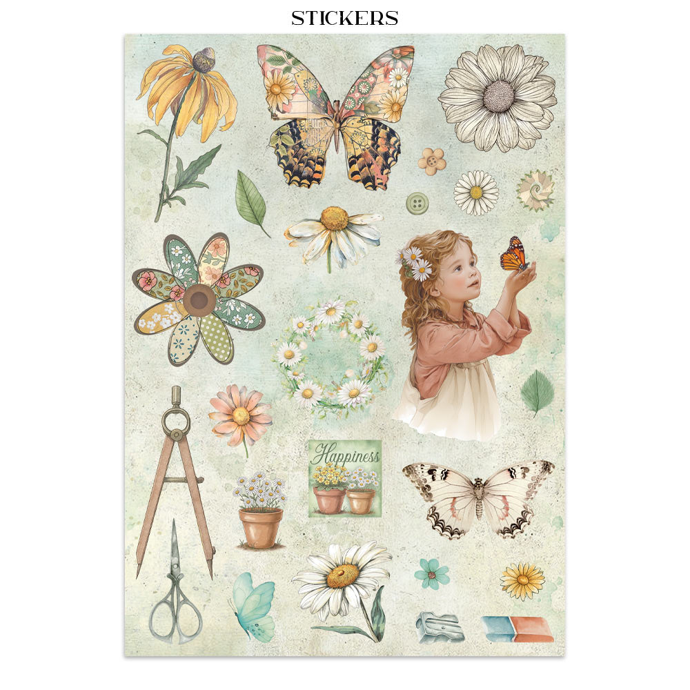 Printed Art Junk Journal: Stickers, Cut-Outs, Backgrounds For Art And Craft - Daisy Art