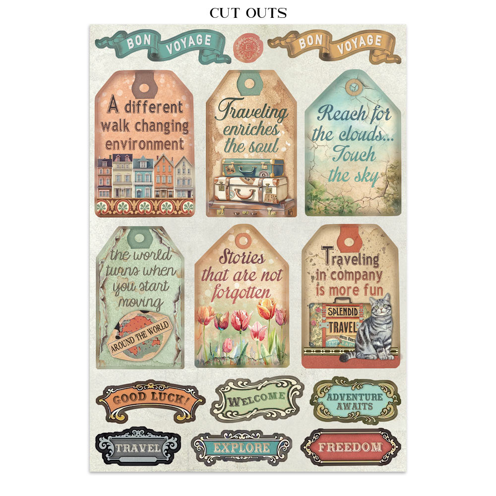 Printed Art Junk Journal: Stickers, Cut-Outs, Backgrounds For Art And Craft - Art Of Travelling