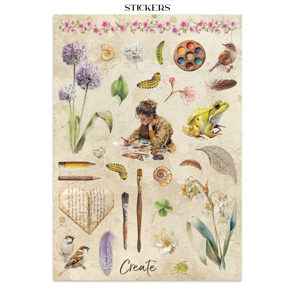 Printed Art Junk Journal: Stickers, Cut-Outs, Backgrounds For Art And Craft - All Around