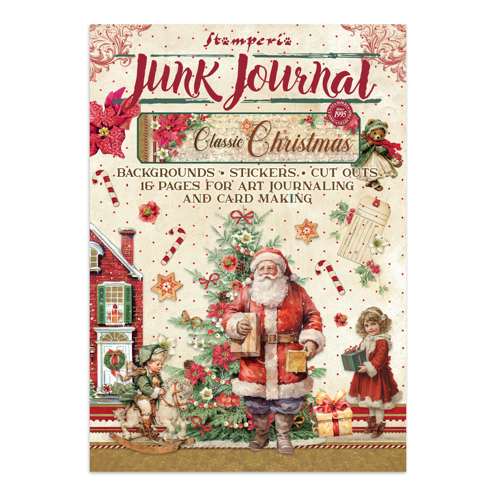 Printed Art Junk Journal: Stickers, Cut-Outs, Backgrounds For Art And Craft - Classic Christmas