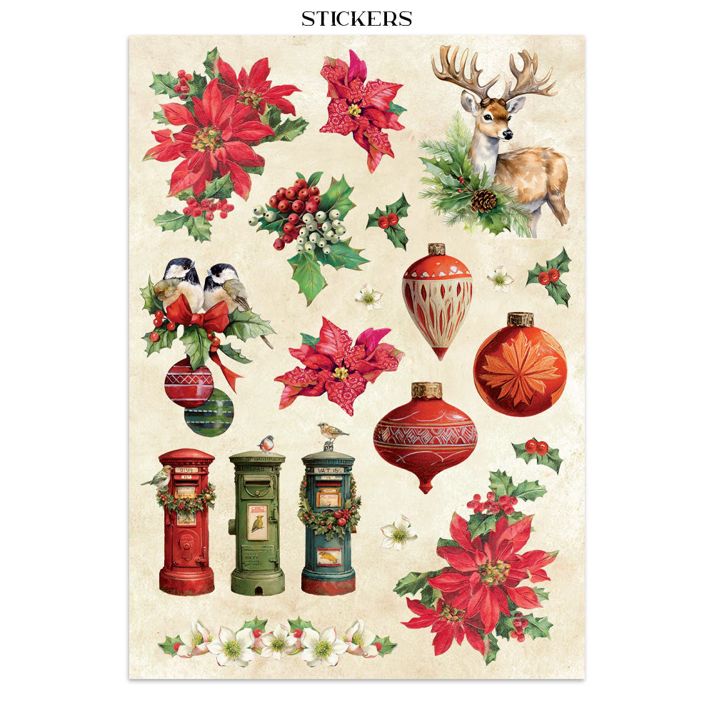 Printed Art Junk Journal: Stickers, Cut-Outs, Backgrounds For Art And Craft - Classic Christmas