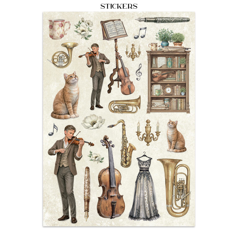 Printed Art Junk Journal: Stickers, Cut-Outs, Backgrounds For Art And Craft - Symphony