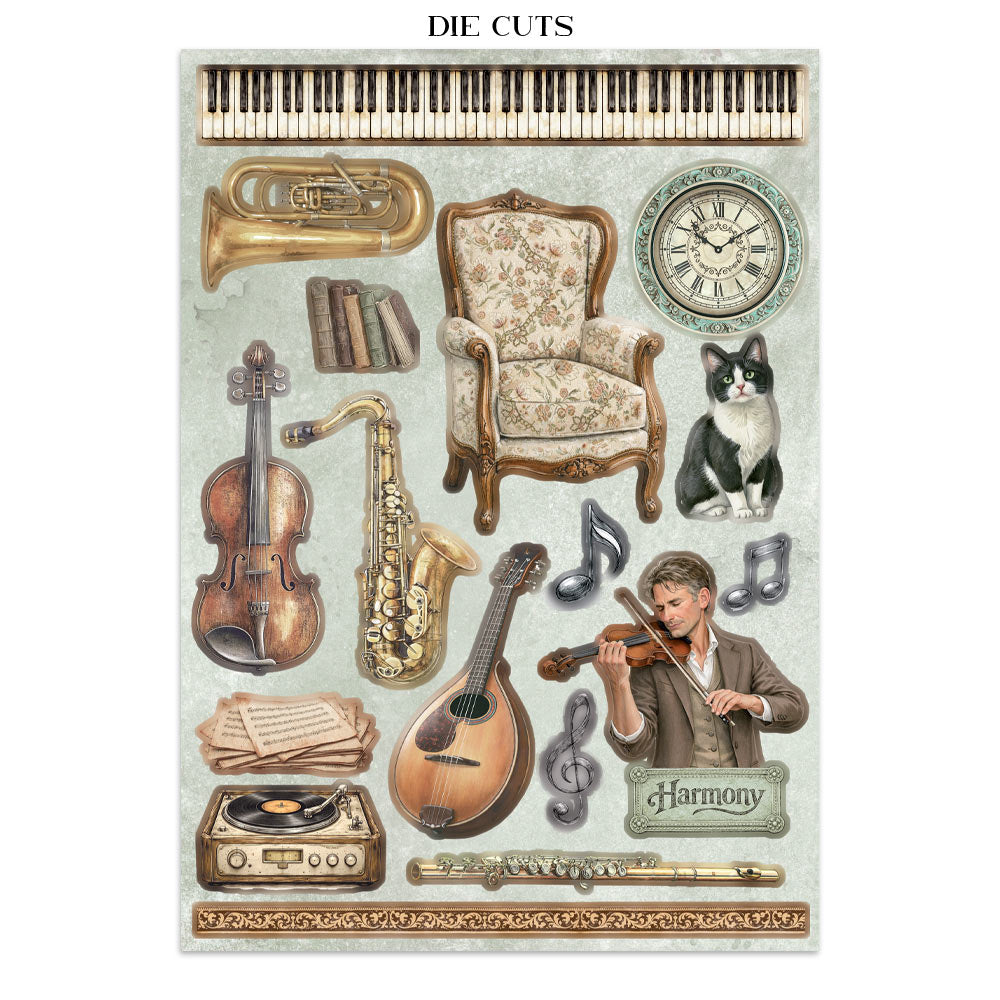 Printed Art Junk Journal: Stickers, Cut-Outs, Backgrounds For Art And Craft - Symphony