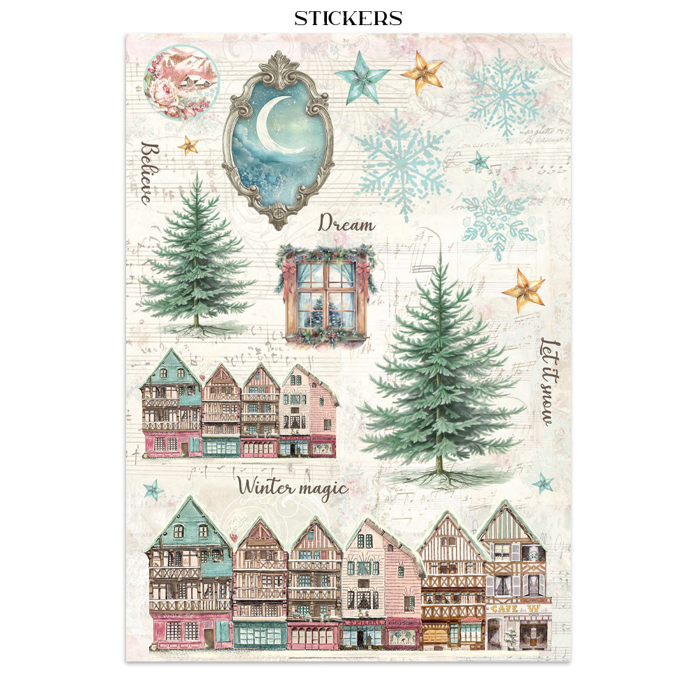 Printed Art Junk Journal: Stickers, Cut-Outs, Backgrounds For Art And Craft - Winter Magic