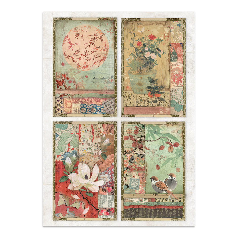 Printed Art Junk Journal: Stickers, Cut-Outs, Backgrounds For Art And Craft - Oriental Garden