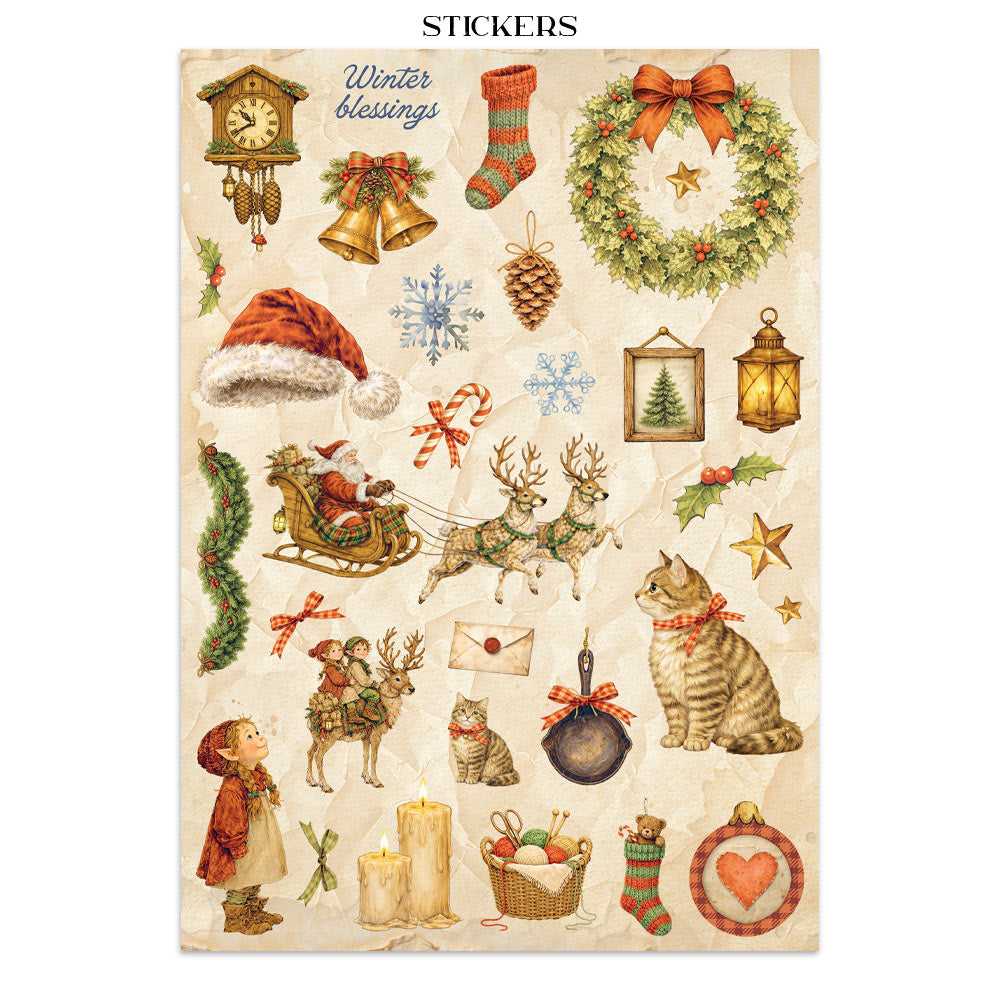 Printed Art Junk Journal: Stickers, Cut-Outs, Backgrounds For Art And Craft - Silent Night