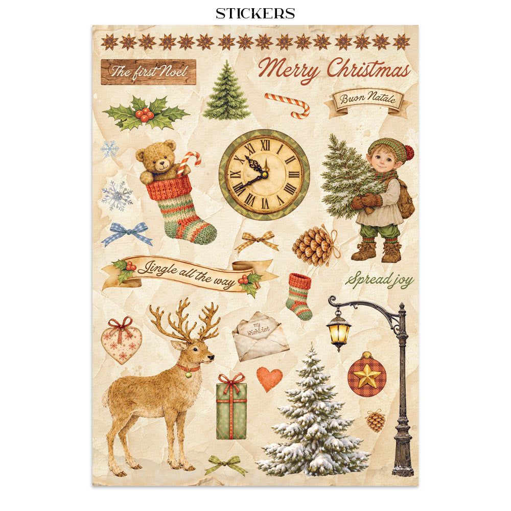 Printed Art Junk Journal: Stickers, Cut-Outs, Backgrounds For Art And Craft - Silent Night