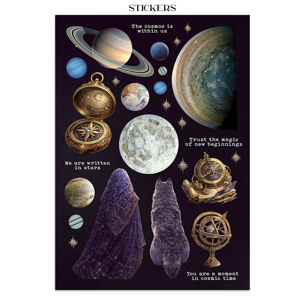 Printed Art Junk Journal: Stickers, Cut-Outs, Backgrounds For Art And Craft - Cosmos